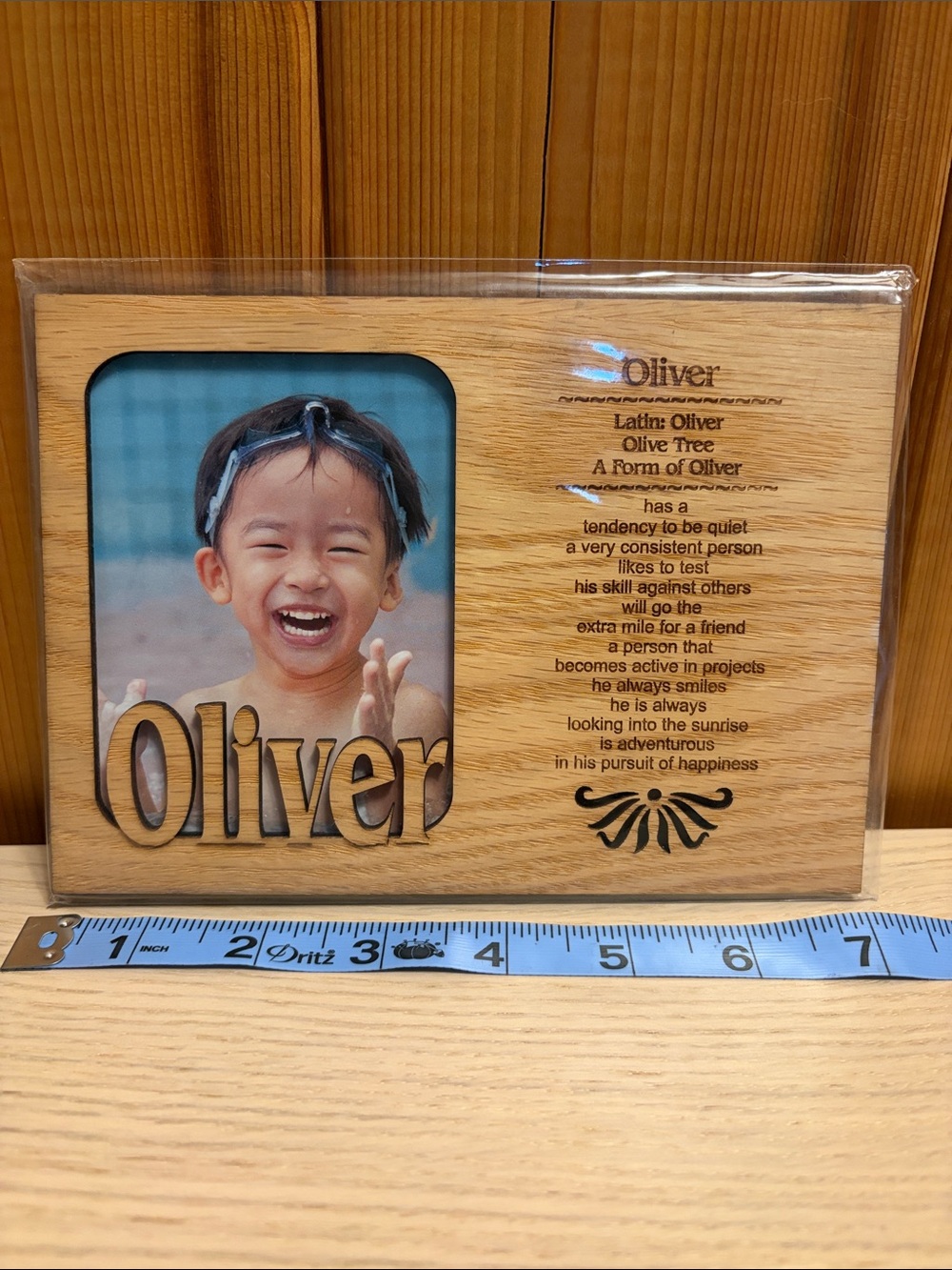 Personalized Oliver Wood Photo Frame - Natural Brown